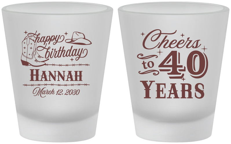Custom Birthday Frosted Shot Glasses - 40th | 20042