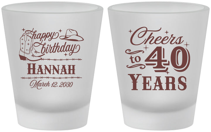 Custom Birthday Frosted Shot Glasses - 40th | 20042