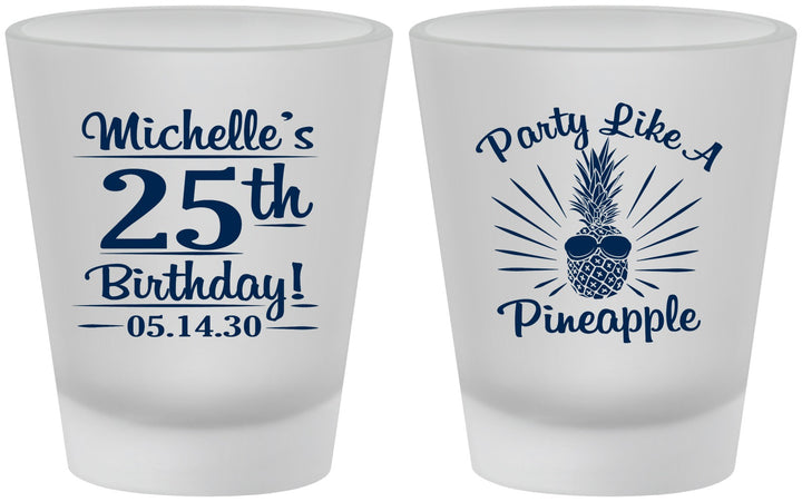 Custom Birthday Frosted Shot Glasses - 25th Pineapple | 20043