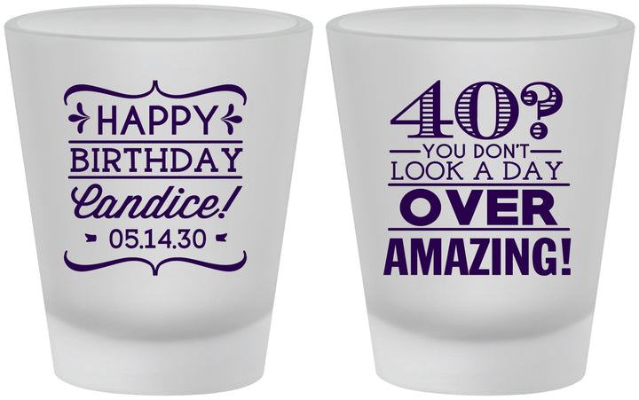 Custom Birthday Frosted Shot Glasses - 40th | 20044