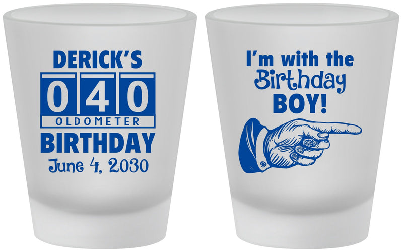 Custom Birthday Frosted Shot Glasses - 40th | 20047