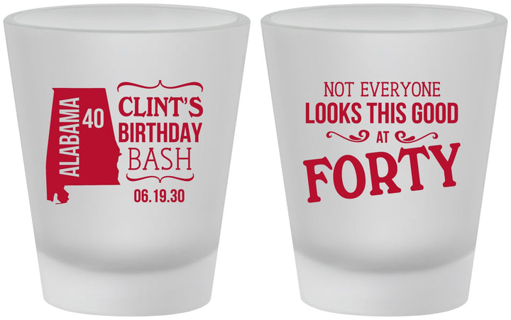 Custom Birthday Frosted Shot Glasses - 40th | 20050