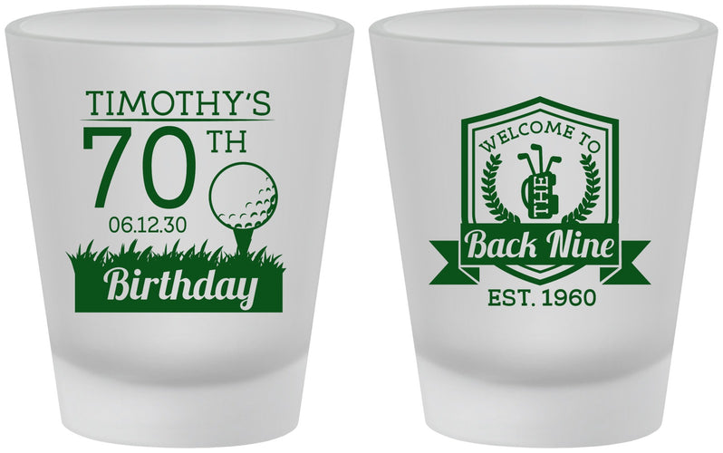Custom Birthday Frosted Shot Glasses - 70th Golf | 20061