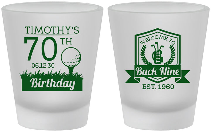 Custom Birthday Frosted Shot Glasses - 70th Golf | 20061