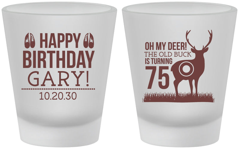 Custom Birthday Frosted Shot Glasses - 75th Hunting | 20063