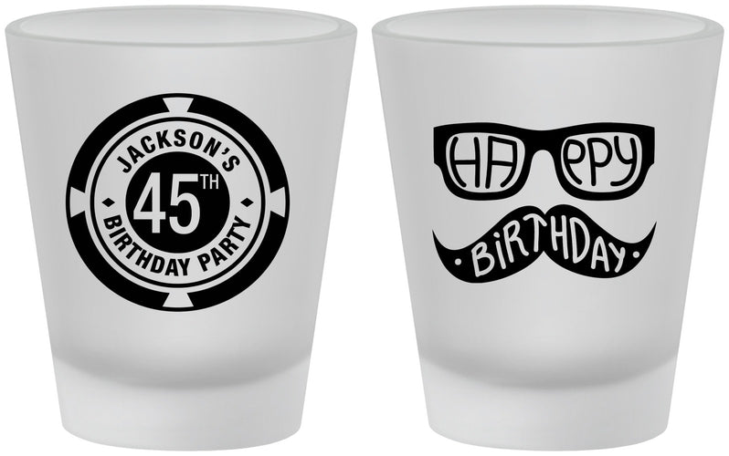 Custom Birthday Frosted Shot Glasses - 45th Las Vegas | 20064