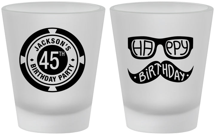 Custom Birthday Frosted Shot Glasses - 45th Las Vegas | 20064