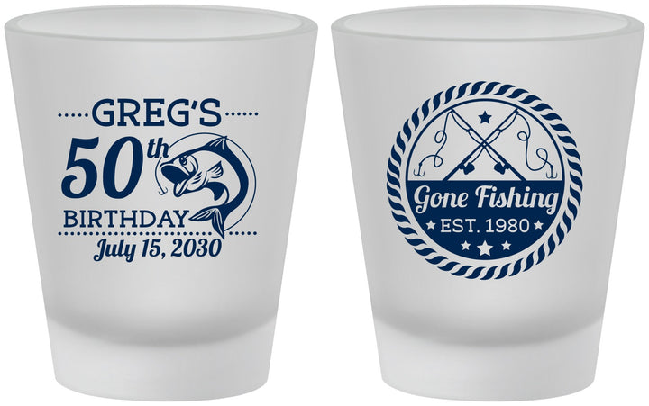 Custom Birthday Frosted Shot Glasses - 50th Nautical | 20065