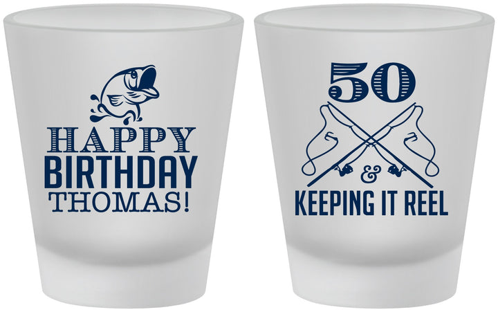 Custom Birthday Frosted Shot Glasses - 50th Keeping It Reel | 20066