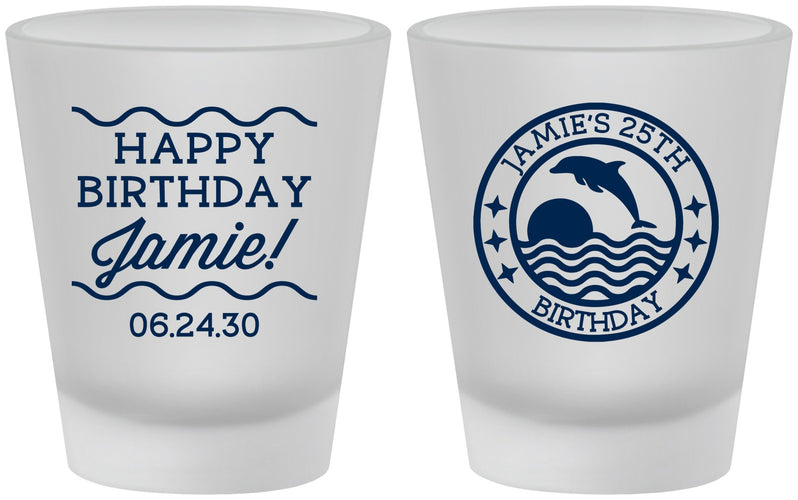 Custom Birthday Frosted Shot Glasses - 25th Dolphins | 20077