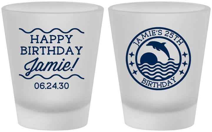Custom Birthday Frosted Shot Glasses - 25th Dolphins | 20077