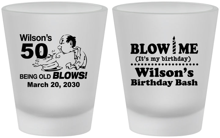 Custom Birthday Frosted Shot Glasses - 50th | 20085