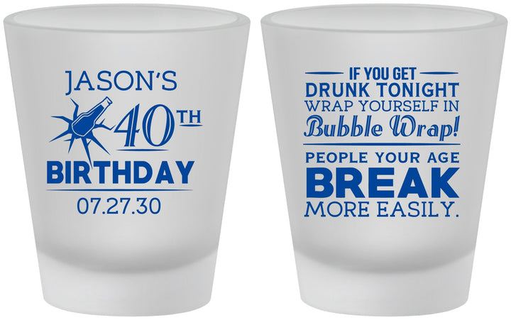 Custom Birthday Frosted Shot Glasses - 40th | 20088