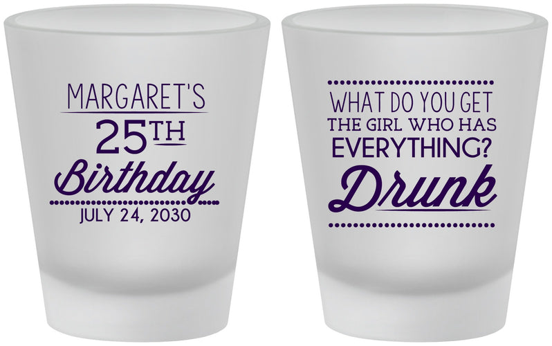 Custom Birthday Frosted Shot Glasses - 25th | 20093