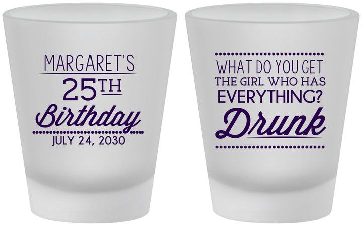 Custom Birthday Frosted Shot Glasses - 25th | 20093