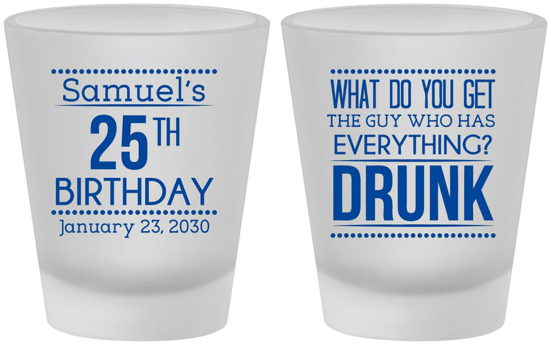 Custom Birthday Frosted Shot Glasses - 25th | 20094