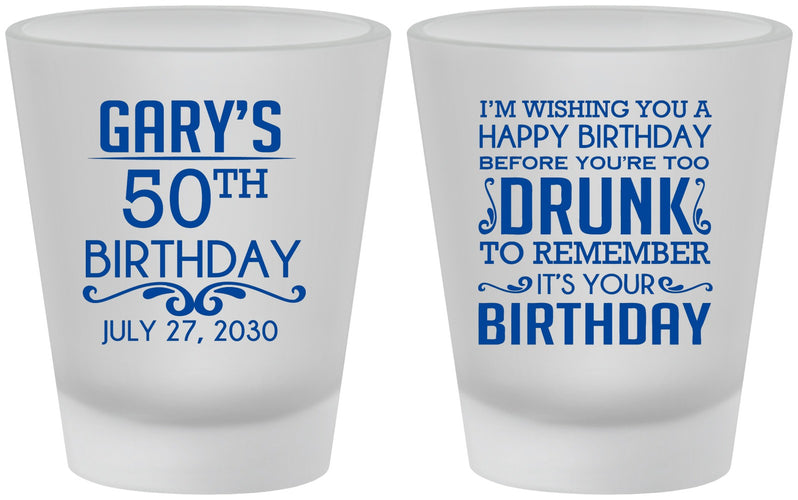 Custom Birthday Frosted Shot Glasses - 50th | 20095