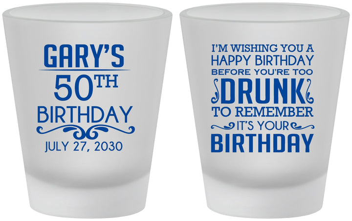 Custom Birthday Frosted Shot Glasses - 50th | 20095