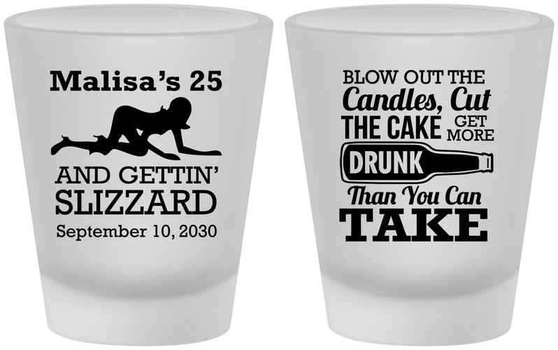 Custom Birthday Frosted Shot Glasses - 25th Strip Club | 20102