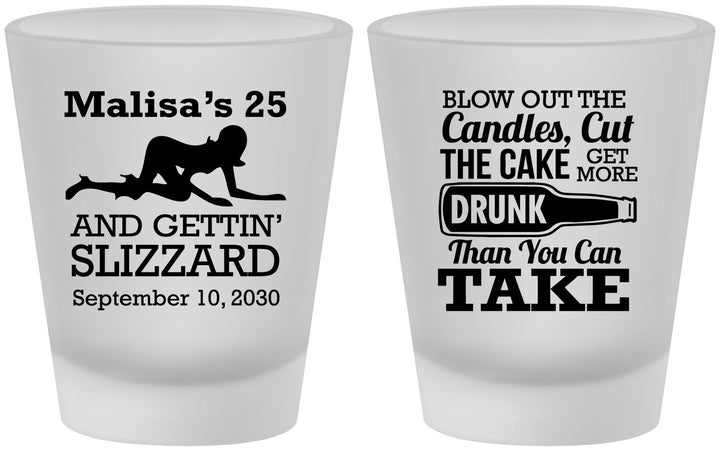 Custom Birthday Frosted Shot Glasses - 25th Strip Club | 20102