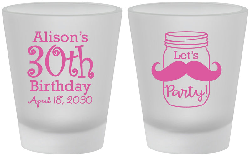 Custom Birthday Frosted Shot Glasses - 30th | 20104