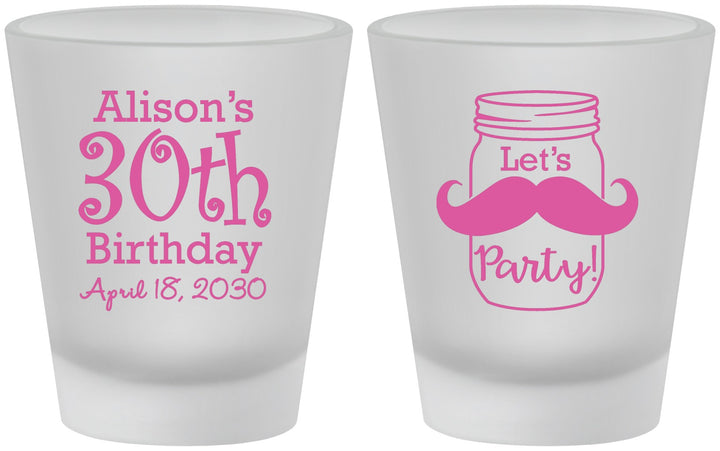 Custom Birthday Frosted Shot Glasses - 30th | 20104