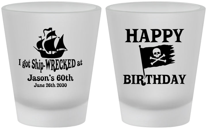Custom Birthday Frosted Shot Glasses - 60th Pirate | 20106