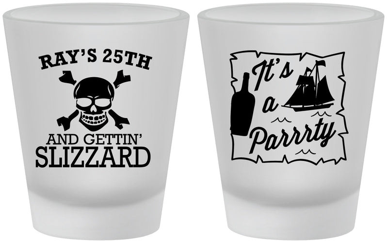 Custom Birthday Frosted Shot Glasses - 25th Pirate | 20107