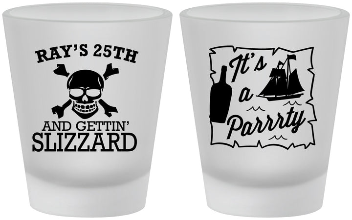 Custom Birthday Frosted Shot Glasses - 25th Pirate | 20107