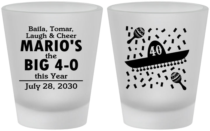 Custom Birthday Frosted Shot Glasses - 40th Mexico | 20109