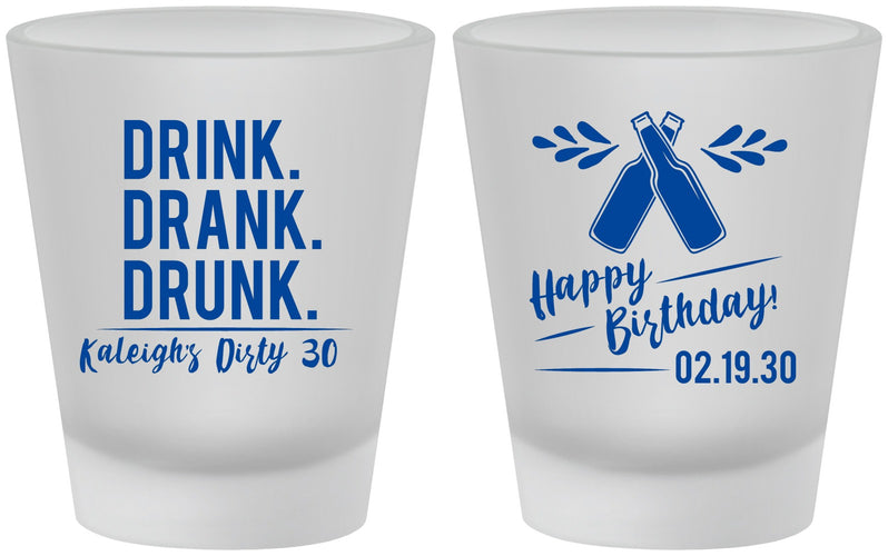 Custom Birthday Frosted Shot Glasses - 30th Dirty | 20110