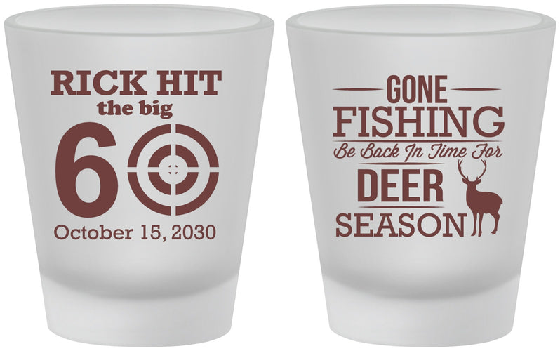 Custom Birthday Frosted Shot Glasses - 60th Gone Fishing | 20126