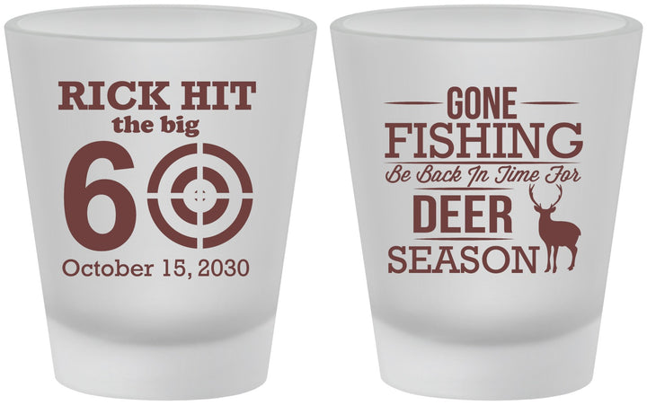Custom Birthday Frosted Shot Glasses - 60th Gone Fishing | 20126