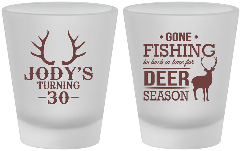 Custom Birthday Frosted Shot Glasses - 30th Deer Season | 20127