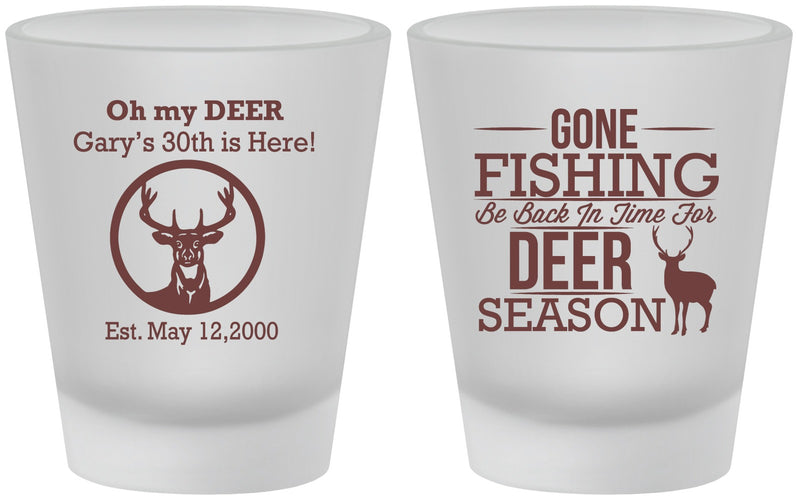 Custom Birthday Frosted Shot Glasses - 30th Deer Season | 20129