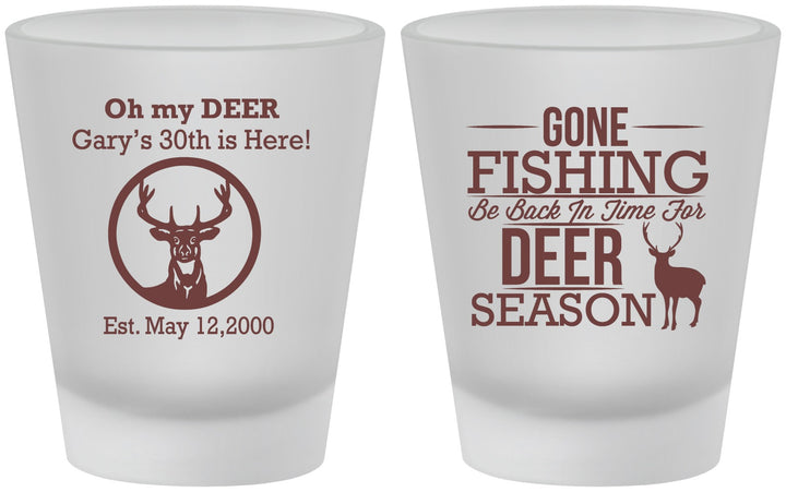 Custom Birthday Frosted Shot Glasses - 30th Deer Season | 20129