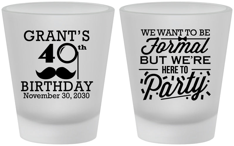 Custom Birthday Frosted Shot Glasses - 40th | 20130