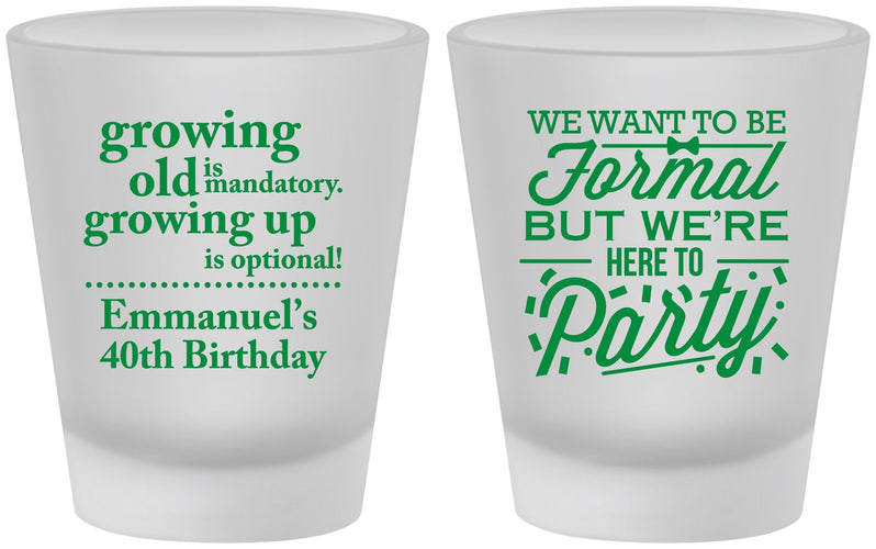 Custom Birthday Frosted Shot Glasses - 40th | 20135