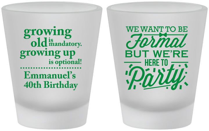 Custom Birthday Frosted Shot Glasses - 40th | 20135