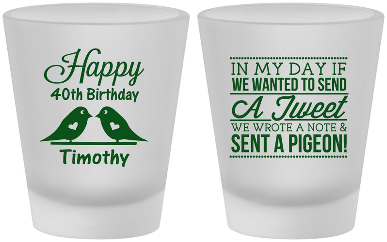 Custom Birthday Frosted Shot Glasses - 40th | 20139