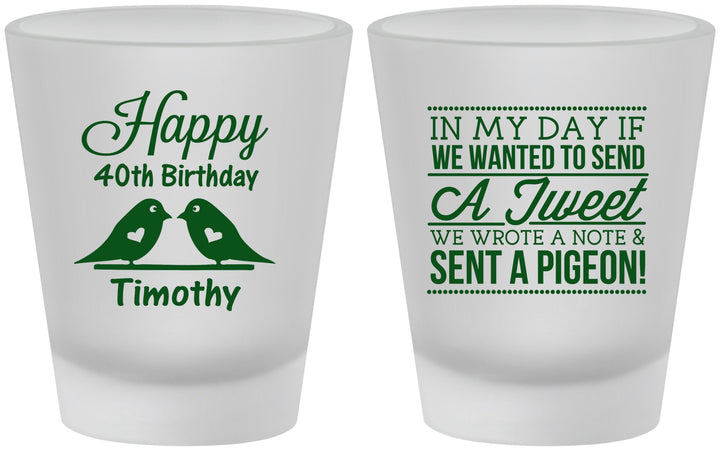 Custom Birthday Frosted Shot Glasses - 40th | 20139