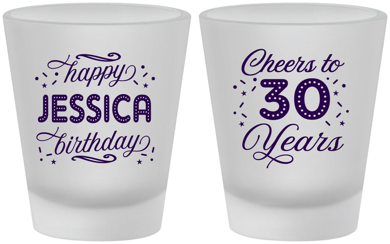 Custom Birthday Frosted Shot Glasses - Cheers To 30 Years | 20142