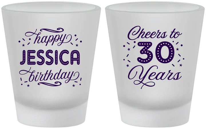 Custom Birthday Frosted Shot Glasses - Cheers To 30 Years | 20142