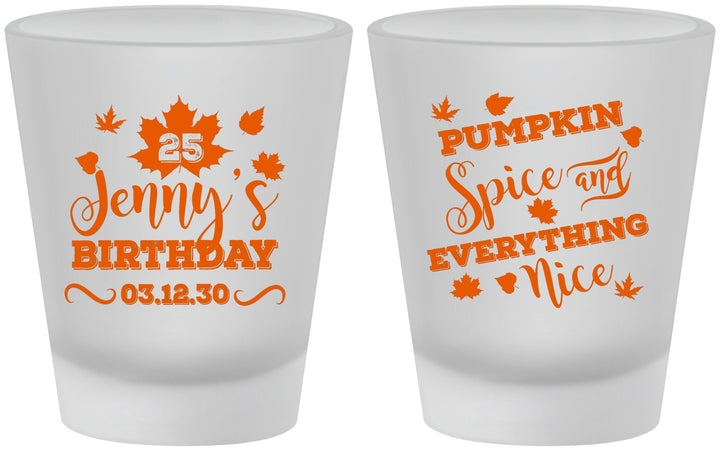 Custom Birthday Frosted Shot Glasses - 25th Thanksgiving | 20144