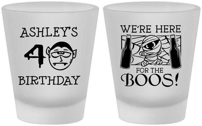 Custom Birthday Frosted Shot Glasses - 40th Halloween | 20145