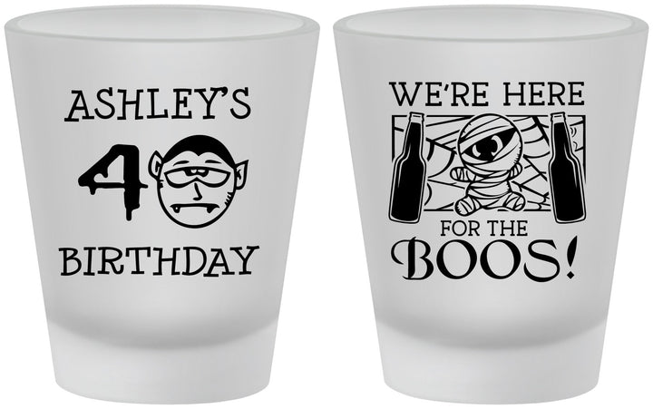 Custom Birthday Frosted Shot Glasses - 40th Halloween | 20145