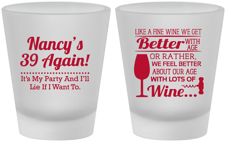 Custom Birthday Frosted Shot Glasses - 40th Wine | 20154