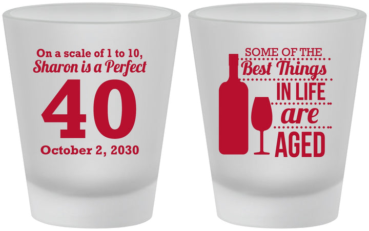 Custom Birthday Frosted Shot Glasses - 40th Wine | 20155