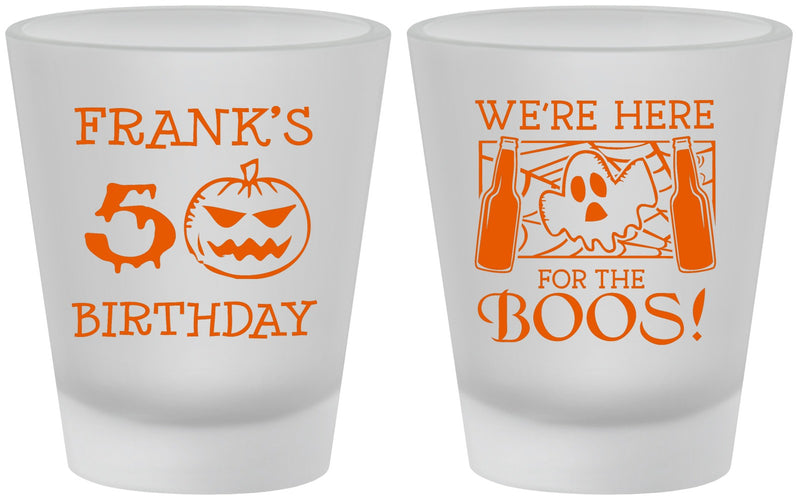 Custom Birthday Frosted Shot Glasses - 50th Halloween | 20157