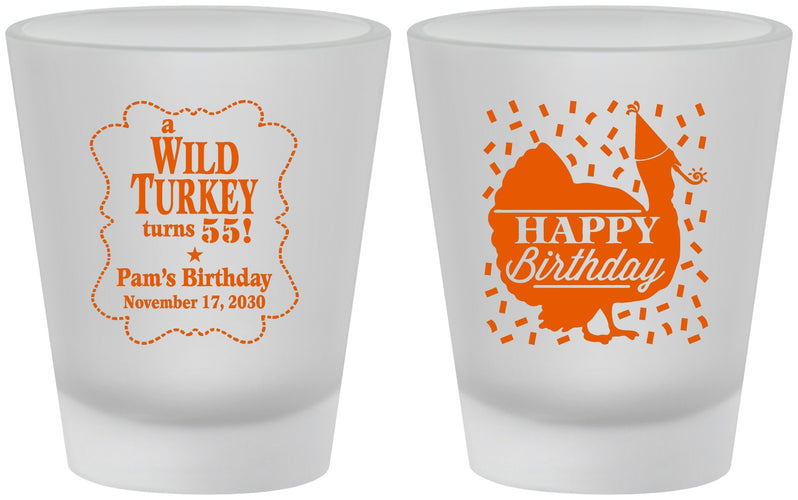 Custom Birthday Frosted Shot Glasses - 55th Wild Turkey | 20159